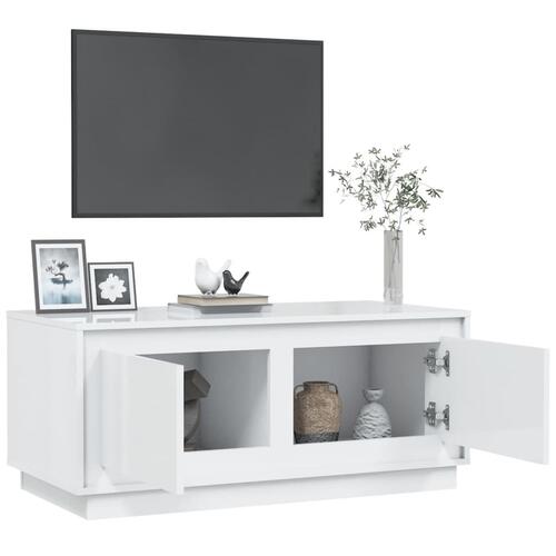 Sofabord 102x50x44 cm konstrueret træ hvid højglans