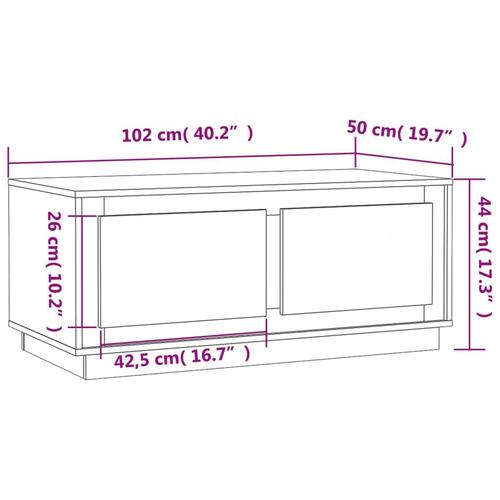 Sofabord 102x50x44 cm konstrueret træ hvid højglans
