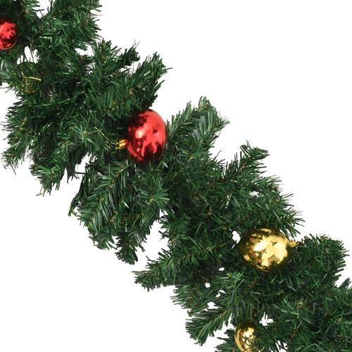 Juleguirlander 4 stk. med kugler 270 cm PVC grøn