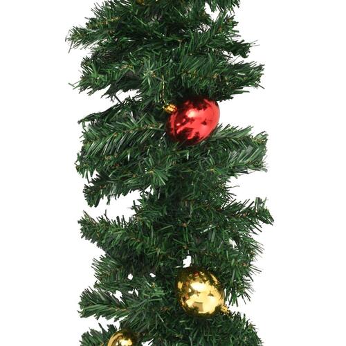 Juleguirlander 4 stk. med kugler 270 cm PVC grøn