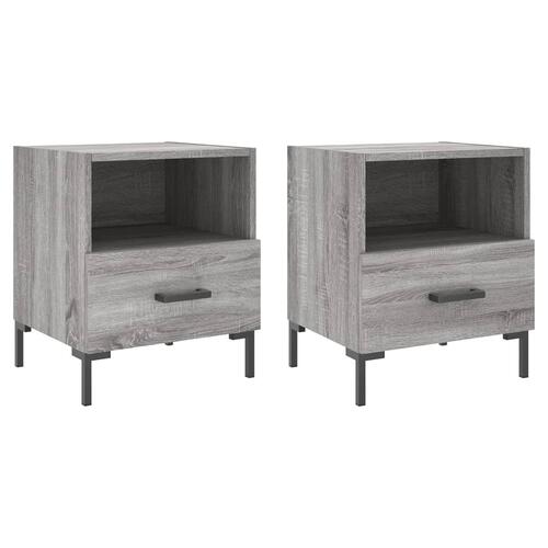 Sengeborde 2 stk. 40x35x47,5 cm konstrueret træ grå sonoma-eg