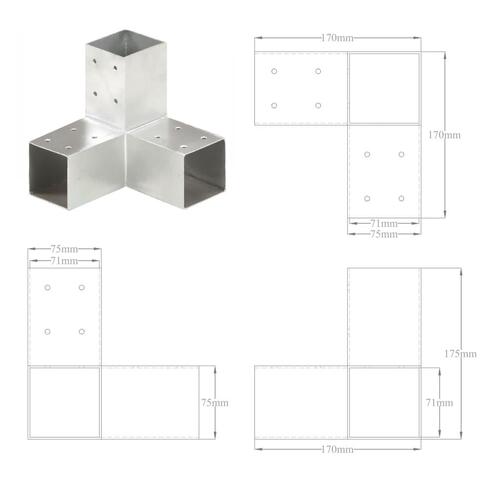 Stolpebeslag Y-form 71x71 mm galvaniseret metal