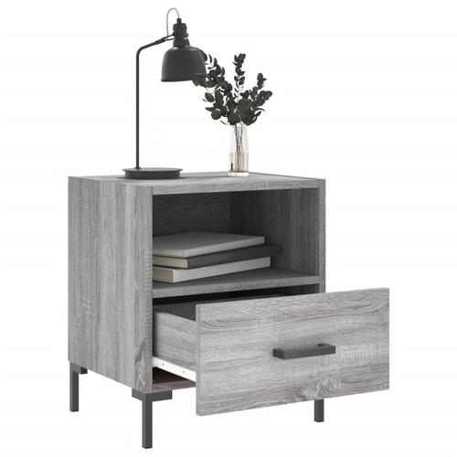 Sengeborde 2 stk. 40x35x47,5 cm konstrueret træ grå sonoma-eg