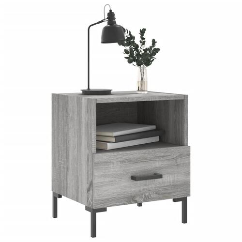 Sengeborde 2 stk. 40x35x47,5 cm konstrueret træ grå sonoma-eg