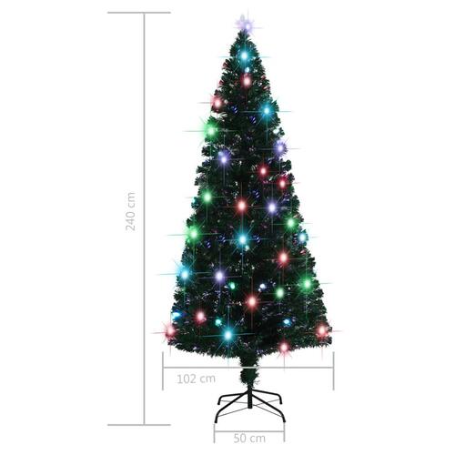 Juletræ med juletræsfod og lys 210 cm fiberoptisk
