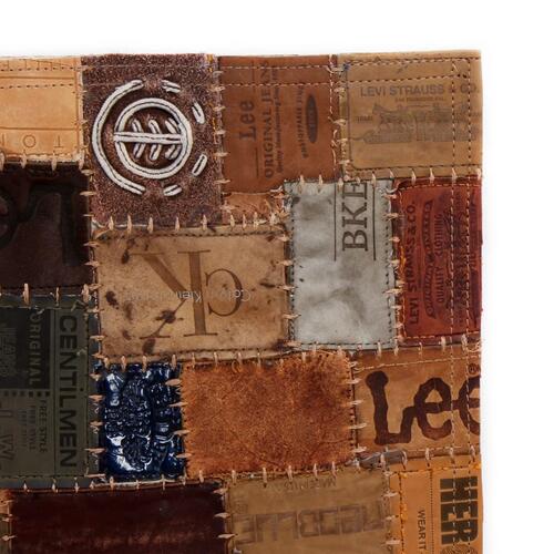 Tæppe ægte læder jeans-mærke patchwork 120 x 170 cm brun