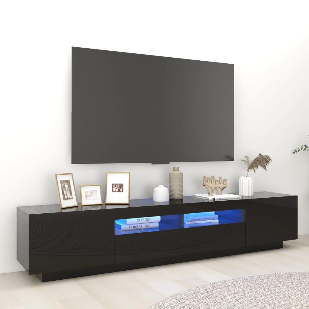 Tv-skab med LED-lys 200x35x40 cm sort højglans