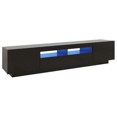 Tv-skab med LED-lys 200x35x40 cm sort højglans