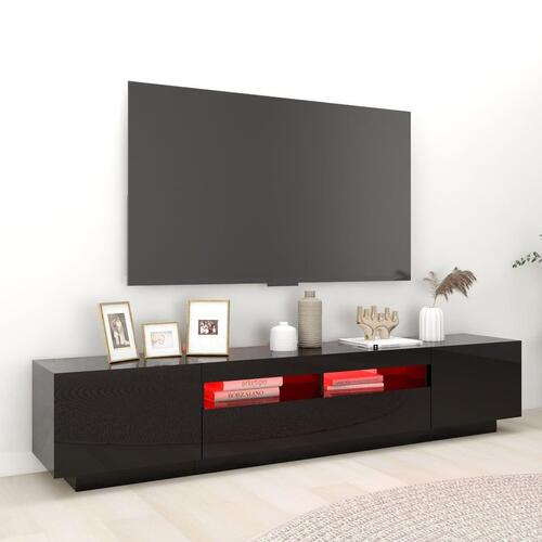 Tv-skab med LED-lys 200x35x40 cm sort højglans