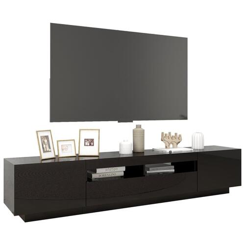 Tv-skab med LED-lys 200x35x40 cm sort højglans