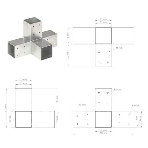 Stolpebeslag X-form 71x71 mm galvaniseret metal