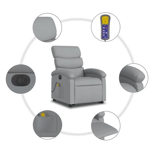 Elektrisk massagestol med løftefunktion stof lysegrå