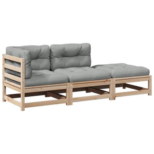 Sofasæt til haven 3 dele med hynder massivt fyrretræ