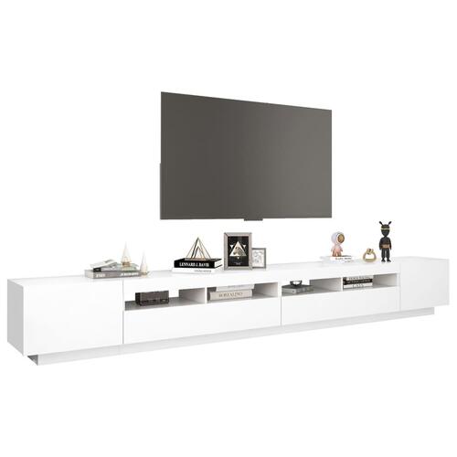 Tv-skab med LED-lys 300x35x40 cm hvid