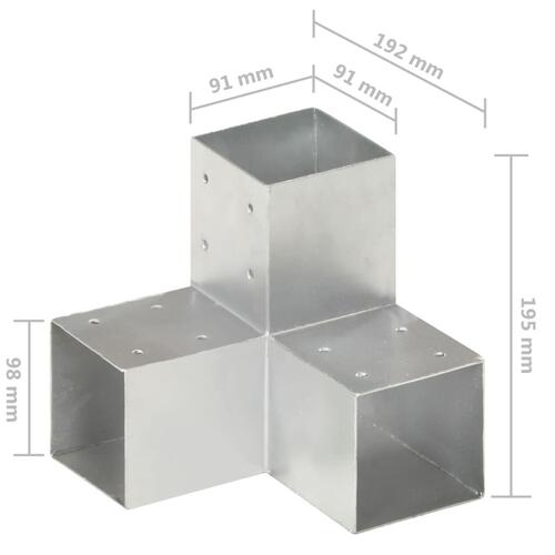 Stolpebeslag Y-form 4 stk. 91x91 mm galvaniseret metal