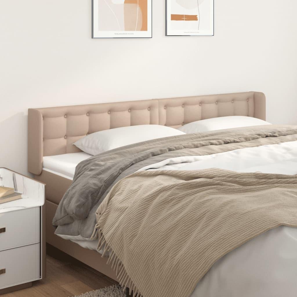 Sengegavl med kanter 183x16x78/88 cm kunstlæder cappuccino billede