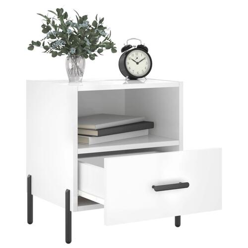 Sengeborde 2 stk. 40x35x47,5 cm konstrueret træ hvid højglans