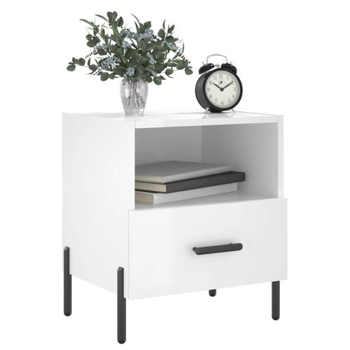 Sengeborde 2 stk. 40x35x47,5 cm konstrueret træ hvid højglans