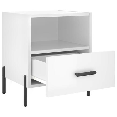Sengeborde 2 stk. 40x35x47,5 cm konstrueret træ hvid højglans