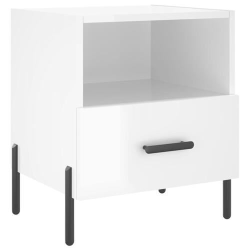 Sengeborde 2 stk. 40x35x47,5 cm konstrueret træ hvid højglans