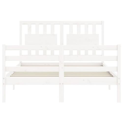 Sengeramme med sengegavl Small Double massivt træ hvid