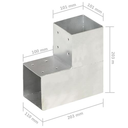 Stolpebeslag L-form 101x101 mm galvaniseret metal