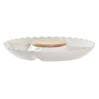 Snack bakke 25,5 x 25,5 x 3 cm Natur Porcelæn Hvid