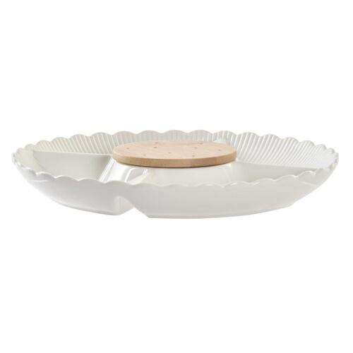 Snack bakke 25,5 x 25,5 x 3 cm Natur Porcelæn Hvid