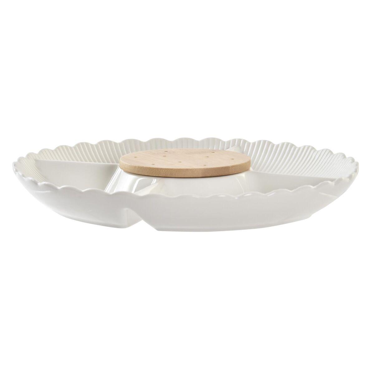 Snack bakke 25,5 x 25,5 x 3 cm Natur Porcelæn Hvid