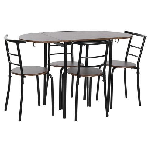 Spisebordsæt med 4 stole Brun Sort Metal Træ MDF 121 x 55 x 78 cm