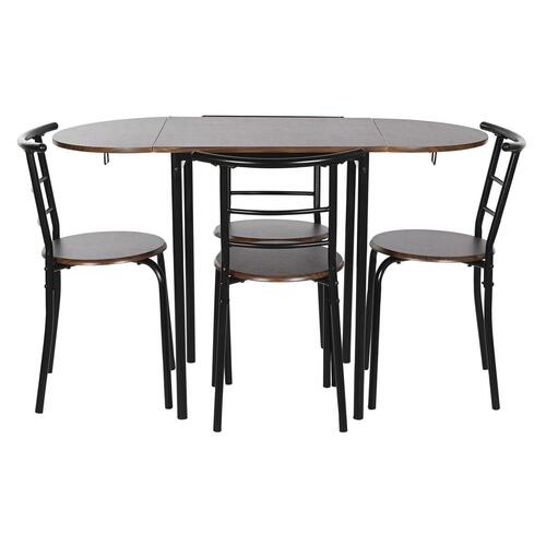 Spisebordsæt med 4 stole Brun Sort Metal Træ MDF 121 x 55 x 78 cm