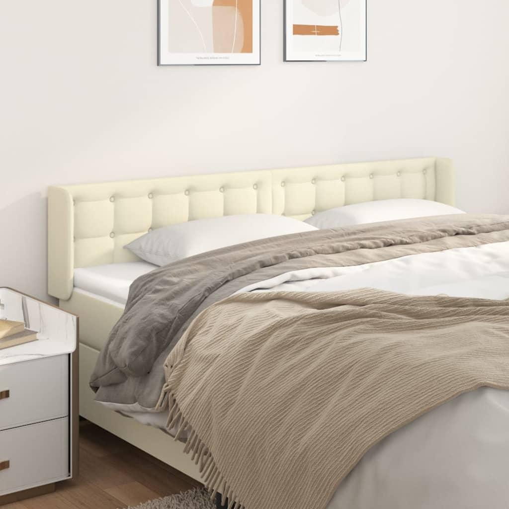 Sengegavl med kanter 203x16x78/88 cm - kunstlæder, cremefarvet