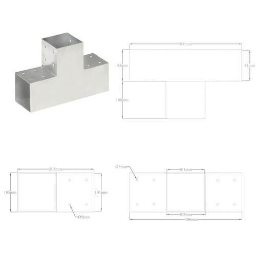 Stolpebeslag T-form 4 stk. 101x101 mm galvaniseret metal
