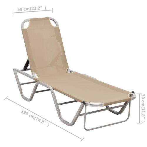 Liggestol aluminium og textilene cremefarvet