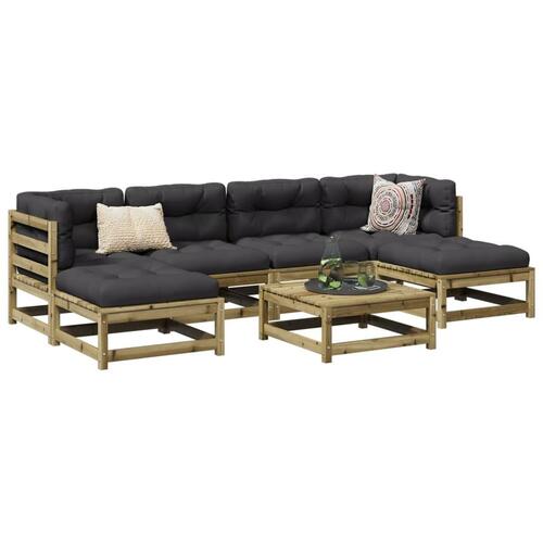 Sofasæt til haven 7 dele med hynder imprægneret fyrretræ