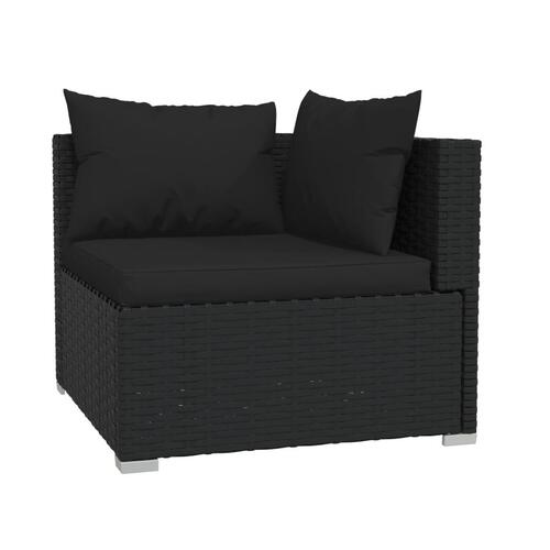 Loungesæt til haven 4 dele med hynder polyrattan sort