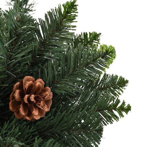 Kunstigt juletræ med grankogler 180 cm grøn