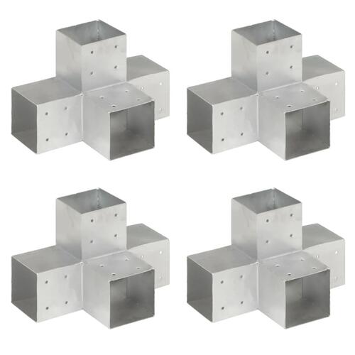 Stolpebeslag X-form 4 stk. 101x101 mm galvaniseret metal