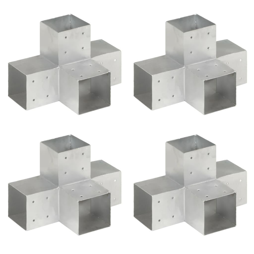 Stolpebeslag X-form 4 stk. 101x101 mm galvaniseret metal