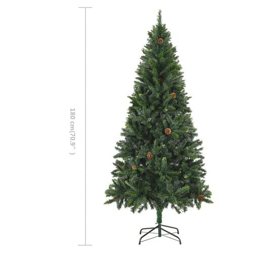 Kunstigt juletræ med grankogler 180 cm grøn