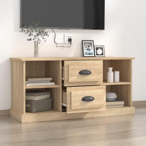 Tv-bord 99,5x35,5x48 cm konstrueret træ sonoma-eg