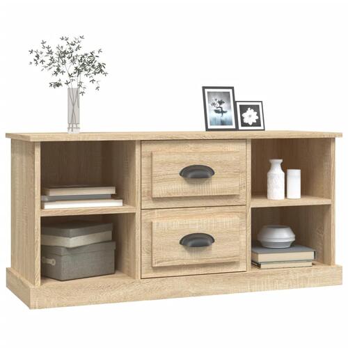 Tv-bord 99,5x35,5x48 cm konstrueret træ sonoma-eg
