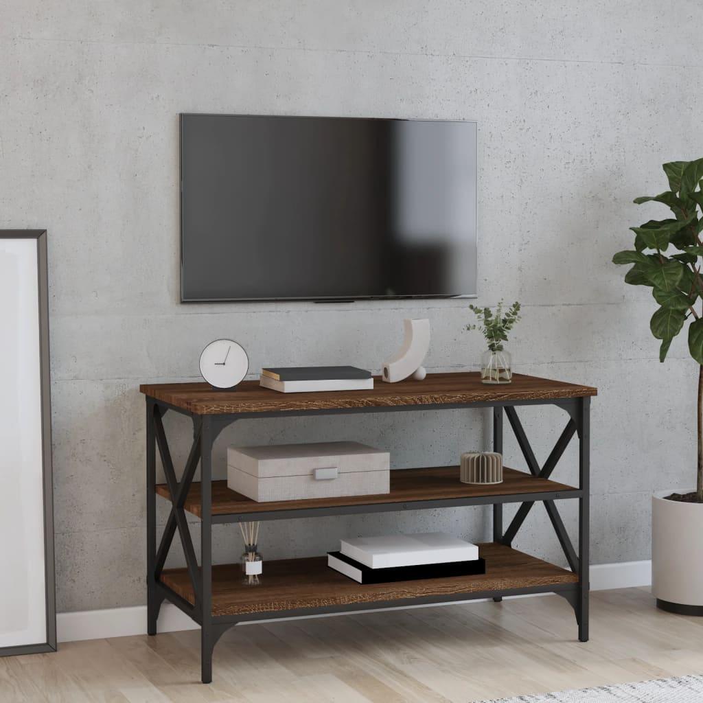 Tv-bord 80x40x50 cm konstrueret træ brun egetræsfarve