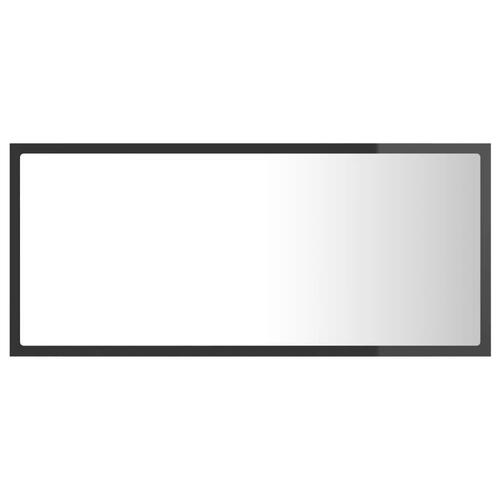 Badeværelsesspejl med LED-lys 90x8,5x37 cm akryl grå højglans