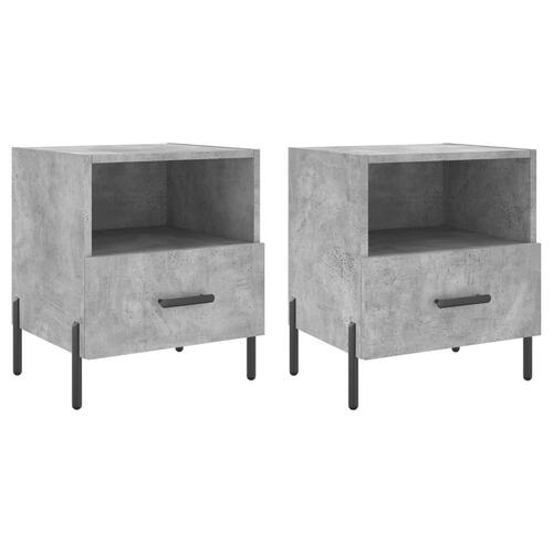 Sengeborde 2 stk. 40x35x47,5 cm konstrueret træ betongrå