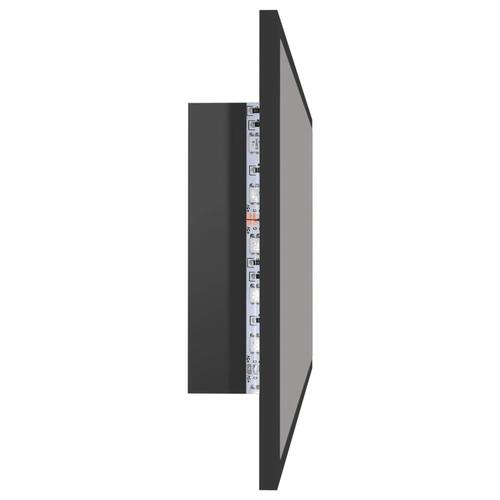 Badeværelsesspejl med LED-lys 90x8,5x37 cm akryl grå højglans