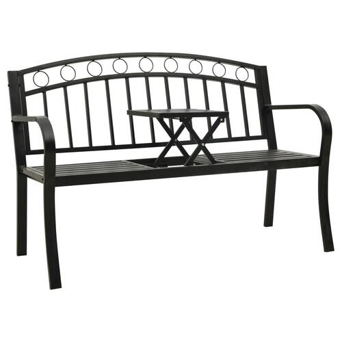 Havebænk med bord 120 cm stål sort