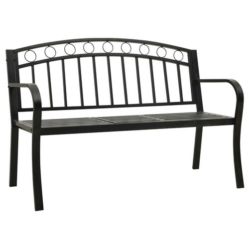 Havebænk med bord 120 cm stål sort