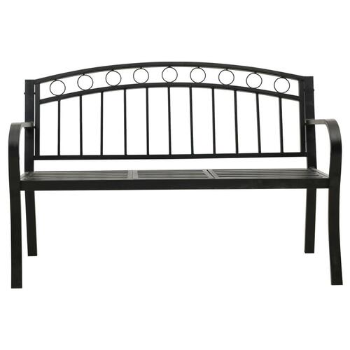 Havebænk med bord 120 cm stål sort