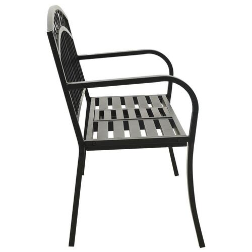 Havebænk med bord 120 cm stål sort